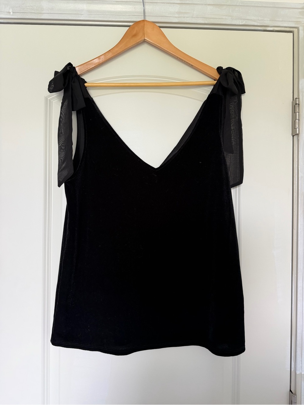Gibson Black Velvet V-Neck Tie-Strap Tank